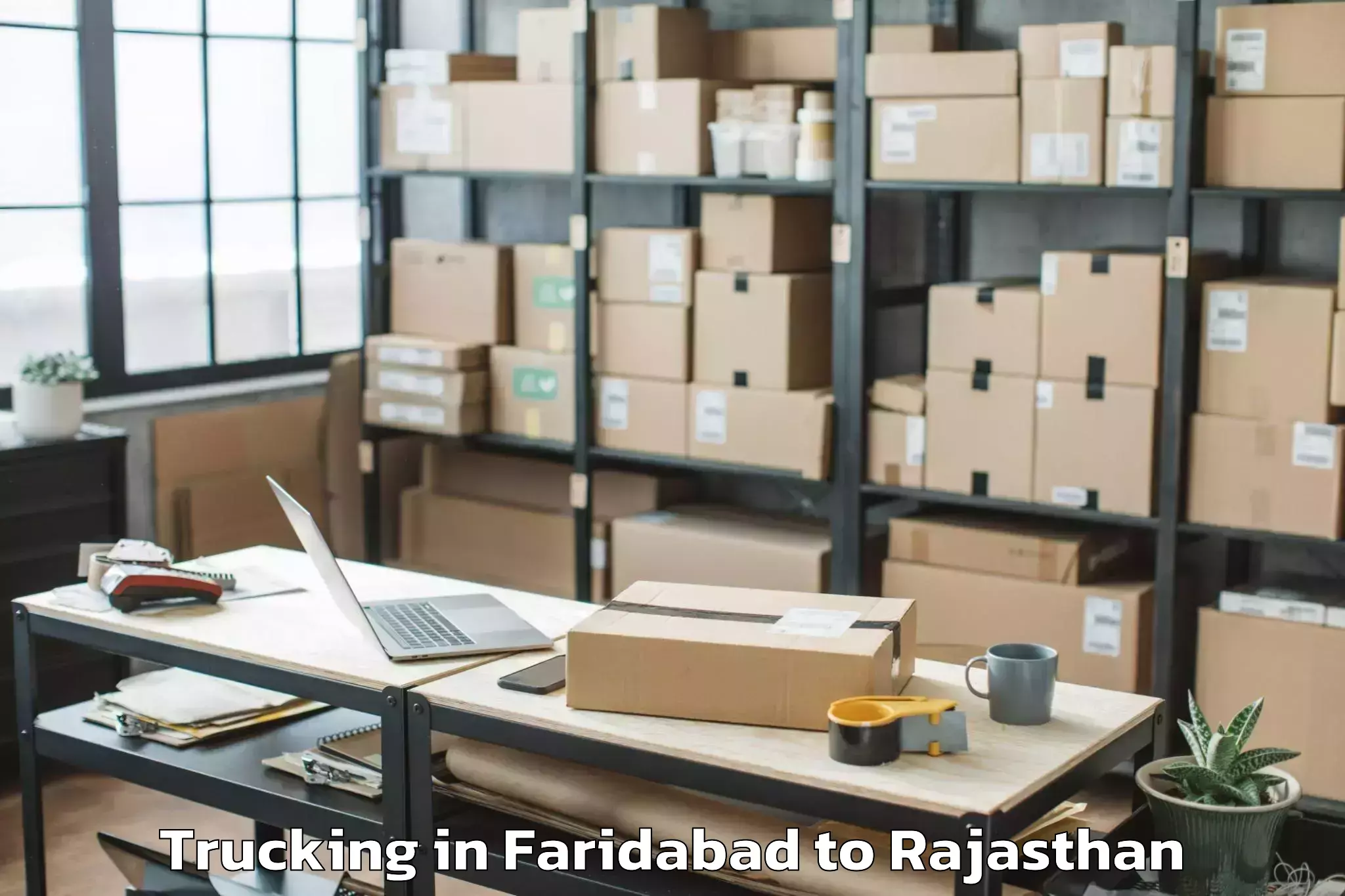 Affordable Faridabad to Madhav University Pindwara Trucking